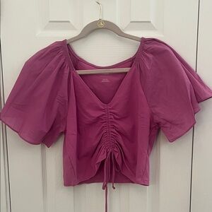 Anthropologie Maeve Fuchsia Ruched Blouse